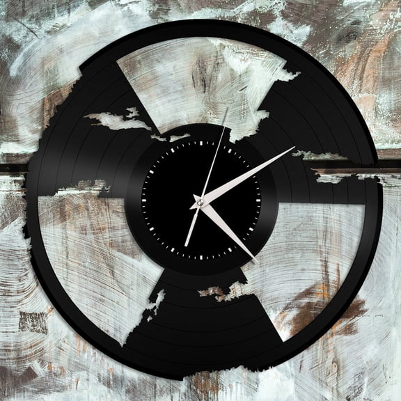 YanGxx Radiation Sign Vinyl Wall Clock Unique Design Gift for Friends Home Decoration Vintage Design Office Bar Room Home Decor