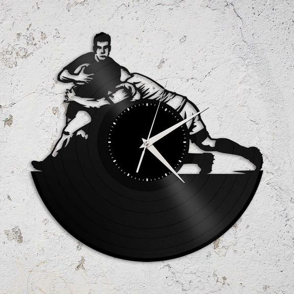 YanGxx Rugby Vinyl Wall Clock Sports Lovers Friends Souvenir Gift Home Room Decoration Vintage Design Office Bar Room Home Decor