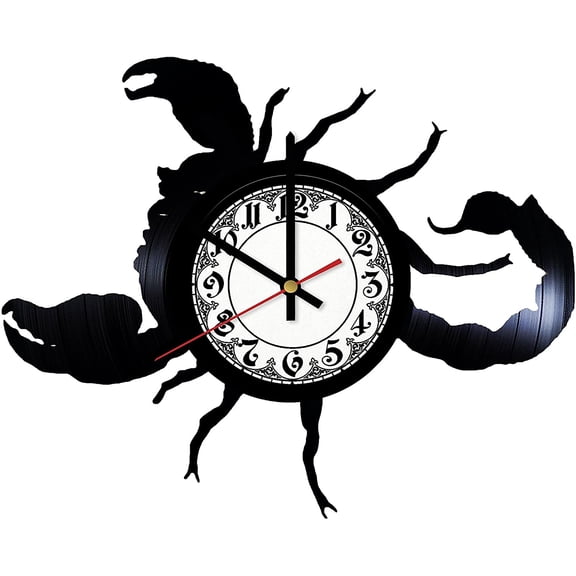 YanGxx Scorpio Horoscope Zodiac Sign Vintage Black Vinyl Record Wall Clock Wall Art 3D Modern Design Office Bar Room Home Decor Gift