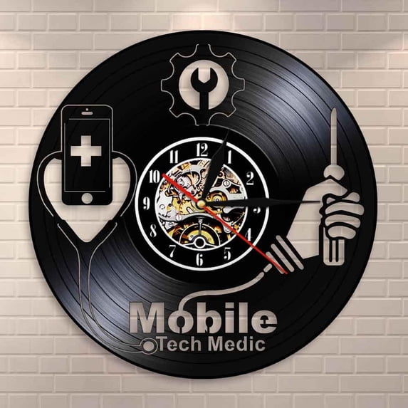 YanGxx Smart Devices Hospital Fix Sign Mobile Phone Repair Shop Logo Wall Art Wall Clock Mobile Tech Medic Vinyl Record Wall Clock