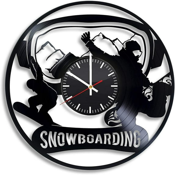 YanGxx Snowboarding Winter Trick Snow Burton Vinyl Wall Clock, Vinyl Record Handmade Art Decor for Home Room Kitchen, Vintage Original Gift for Any Occasion, Party Supplies Decoration