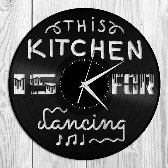 YanGxx This Kitchen Is for Dancing Vinyl Wall Clock Unique Gift for Friends Home Decor Vintage Design Office Bar Room Home Decor