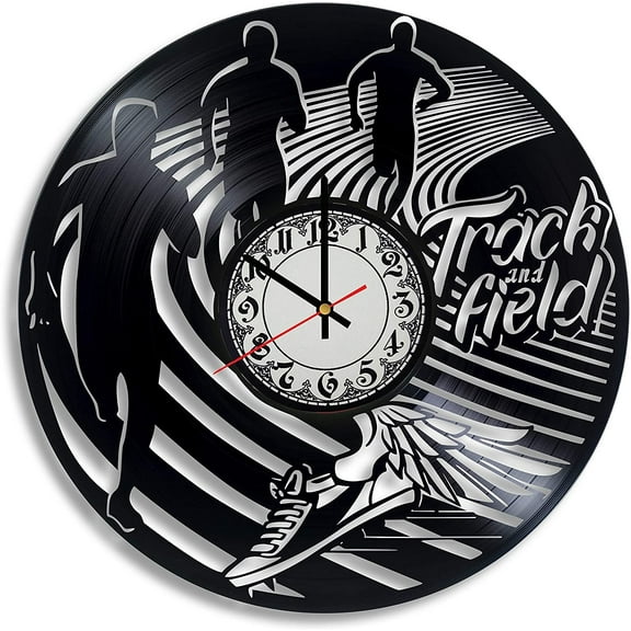 YanGxx Track and Field Sport Vinyl Record Wall Clock, Cross Country Running Gift for Any Occasion, Track and Field Art