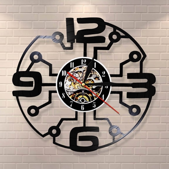 YanGxx Vintage Vinyl Record Wall Clock With Big Numbers Modern Wall Art Futuristic Home Decor Living Room Wall Clock Housewarming Gift