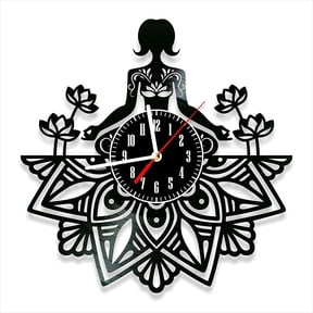 YanGxx Yoga Clock Vinyl Record Wall Clock Retro style Wall clock Silent Home Decor Unique Art Special Home Accessories Creative Personality Gift