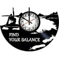 thumbnail image 1 of YanGxx Yoga Find Your Balance Vintage Black Vinyl Record Wall Clock Wall Art 3D Modern Design Office Bar Room Home Decor Gift, 1 of 6