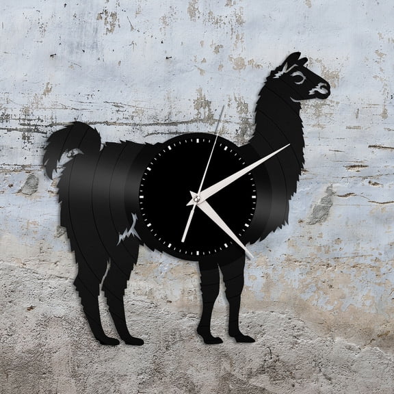 YanGxx llama Vinyl Wall Clock Unique Gift for Animal Lovers Home Kids Room Decoration Vintage Design Office Bar Room Home Decor