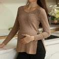 thumbnail image 1 of YanHong Nursing Tops Plus Size Long Sleeve Ladies Fashion Solid Color Long Sleeve Pregnant Woman Casual Clothe Top Brown M, 1 of 9
