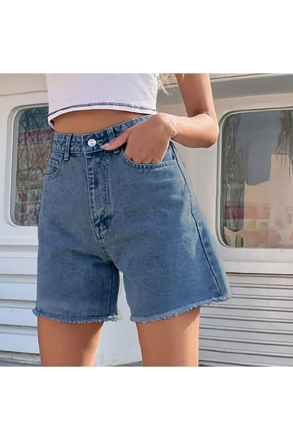 Shor ts for Women Jeans Womens Shorts Denim Women's Casual Shorts Fashion High-Waisted Jeans Blue M