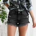 thumbnail image 1 of YanHong Shor ts for Women Jeans Womens Shorts Denim Women's Stretchy Denim High-Waist Shorts Frayed Ripped Shorts with Pockets Pants Black S, 1 of 6