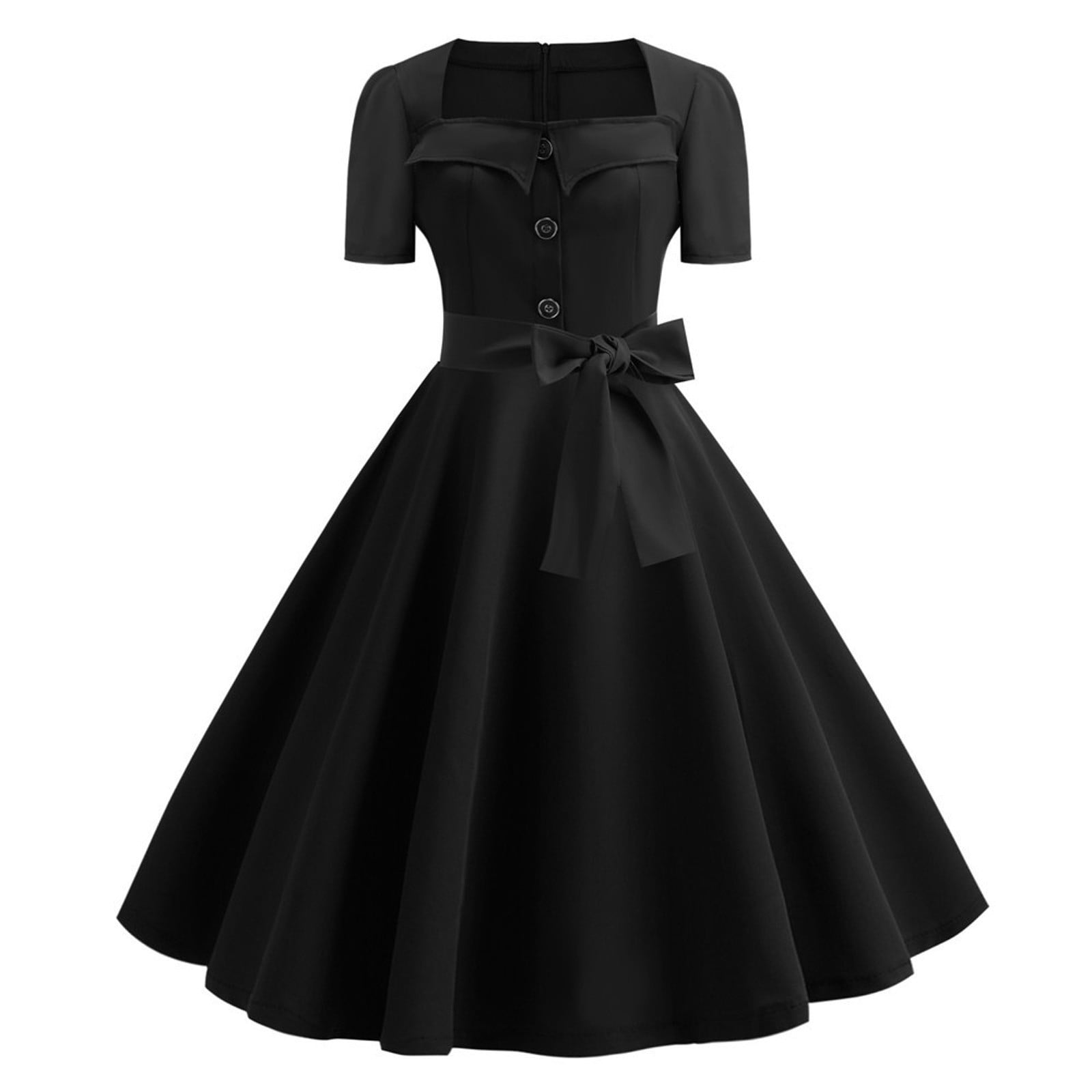 YanHoo 1950s Women Vintage Dresses Retro Short Sleeve YanHoo 1950s Women Vintage Dresses Retro Short Sleeve