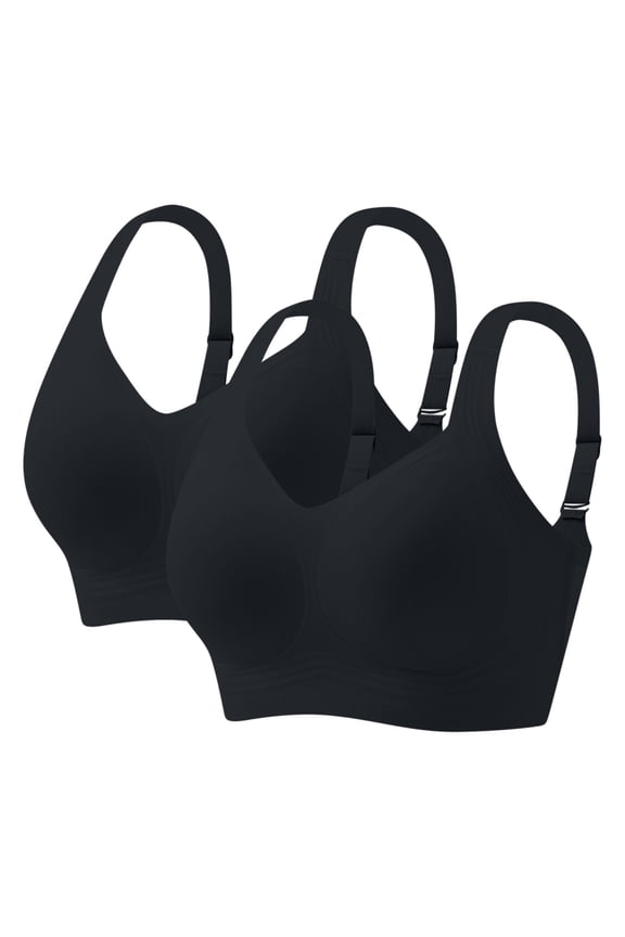 2 Pack Plus Size Jelly Bras for Women Comfy Soft No Underwire Bra Full Coverage Yoga Underwear Seamless T Shirt Bralettes