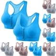 thumbnail image 1 of YanHoo 2 Pack Sports Bras for Women Push Up Zip Front Closure Bra Comfortable Wireless Mesh Bralettes Breathable Racerback Yoga Bra, 1 of 7
