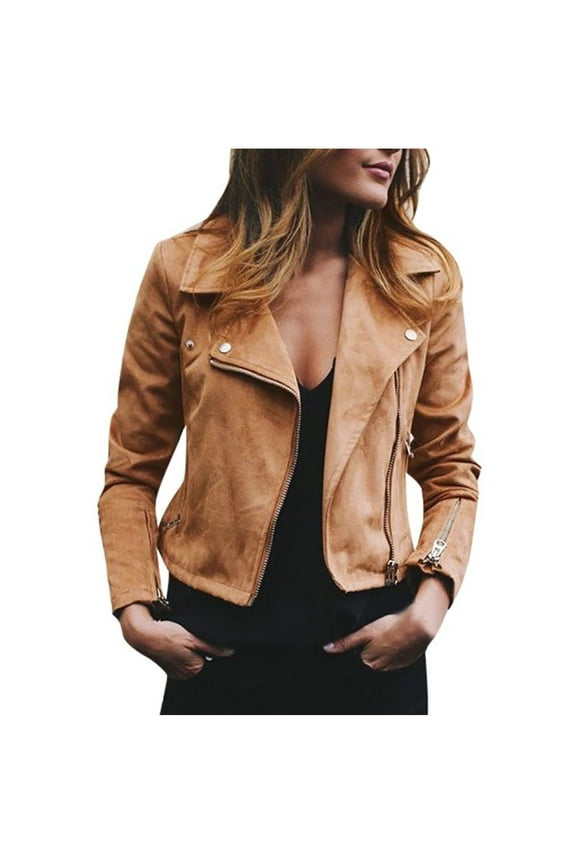 2023 Clearance Womens Leather Jacket 2023 Faux Suede Biker Bomber Jackets Fall Zip Up Pu Motorcycle Slim Fit Coats With Pockets