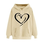 YanHoo 2023 Fall Hoodies for Women Cute Graphic Drawstring Hooded Sweatshirts Long Sleeve Sweater Pullover Tops with Pocket