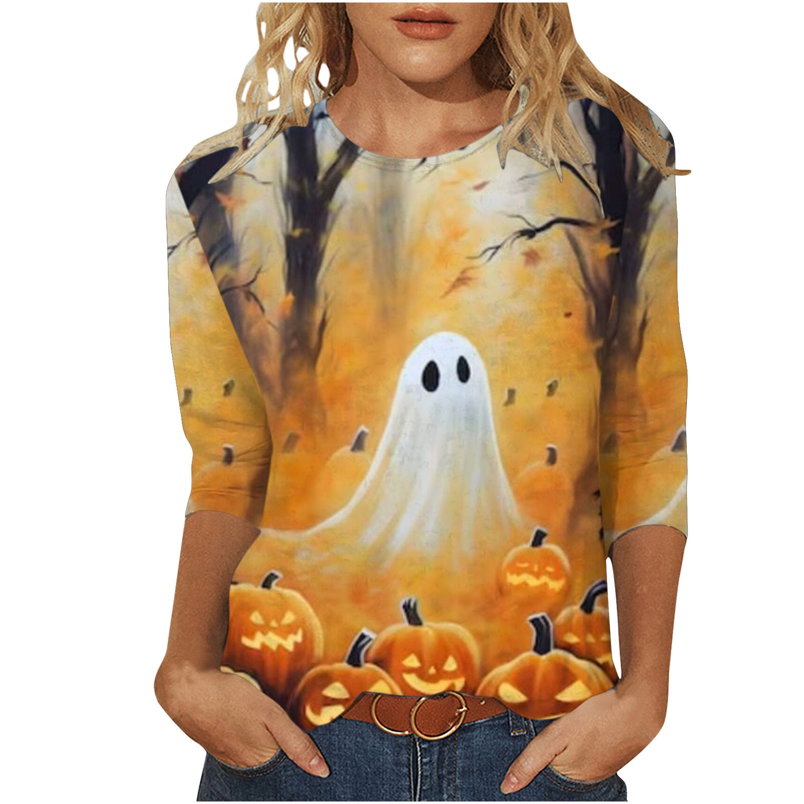 YanHoo 2023 Walmart Prime Sale Halloween Shirts for Women 2023 3/4