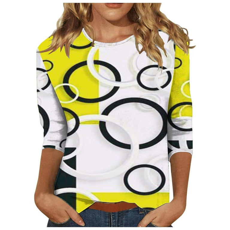 YanHoo 3 4 Sleeve Blouses for Women Plus Size 3 4 Sleeve Tunic