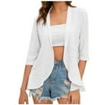 thumbnail image 1 of YanHoo 3/4 Sleeve Cardigan for Women Bohemian Hollow Out Open Front Cardigan Top 2024 Summer Beach Cover Up Shrug for Ladies, 1 of 8