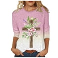 thumbnail image 1 of YanHoo 3/4 Sleeve Easter Tops for Women Easter Shirts for Women,2024 Women's Fashion Tees Casual Crewneck 3/4 Sleeve Loose Cute T Shirt Ladies Top, 1 of 5