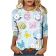 thumbnail image 1 of YanHoo 3/4 Sleeve Easter Tops for Women Easter Shirts for Women,2024 Women's Fashion Tees Casual Crewneck 3/4 Sleeve Loose Cute T Shirt Ladies Top, 1 of 6