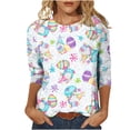 thumbnail image 1 of YanHoo 3/4 Sleeve Easter Tops for Women Easter Shirts for Women,2024 Women's Fashion Tees Casual Crewneck 3/4 Sleeve Loose Cute T Shirt Ladies Top, 1 of 6