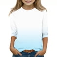 thumbnail image 1 of YanHoo 3/4 Sleeve Shirts for Girls Casual Round Neck T-Shirts Kids Child Solid/Printed 3/4 Length Sleeve Pullover Tops Cute Tee Shirts Teen Girls Shirts Sale, 1 of 6