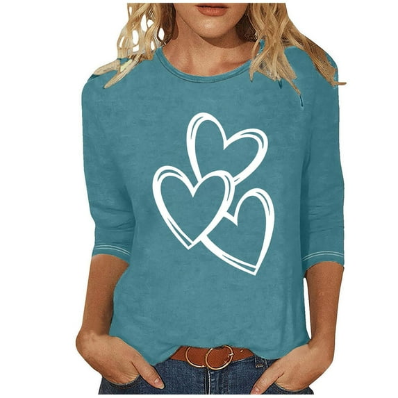 YanHoo 3/4 Sleeve Shirts for Women Tshirts Women Graphic Tees Vintage 3/4 Sleeve Dressy Casual 3/4 Sleeve Top Crewneck Loose Fit 2024 Fall Savings Walmart Prime