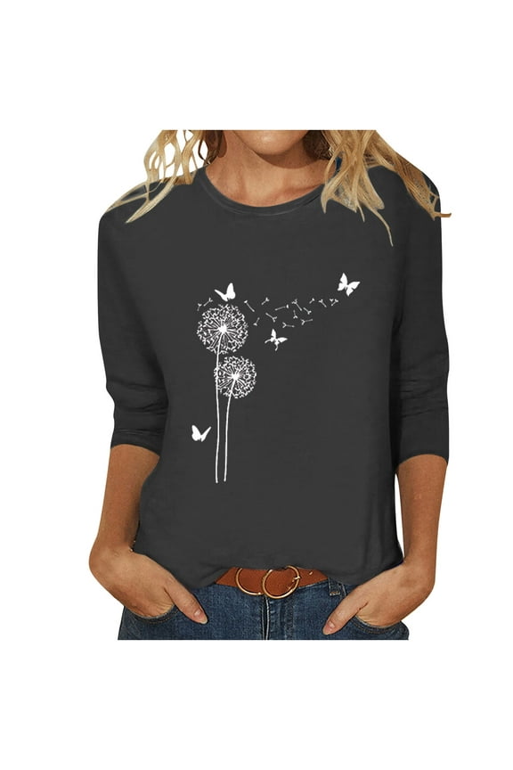 3/4 Sleeve Tshirts Shirts for Women 3/4 Sleeve Tunic Tops for Women Tshirts Women Vintage Graphic Tees Vintage 3/4 Sleeve Ladies Tops and Blouses Sale 3/4 Sleeve