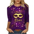 thumbnail image 1 of YanHoo 3/4 Sleeve Tshirts Shirts for Women Mardi Gras Shirts for Women Bling Glitter Women Carnival Costume Ladies Tops and Blouses 3/4 Sleeve Clearance Shirts, 1 of 3