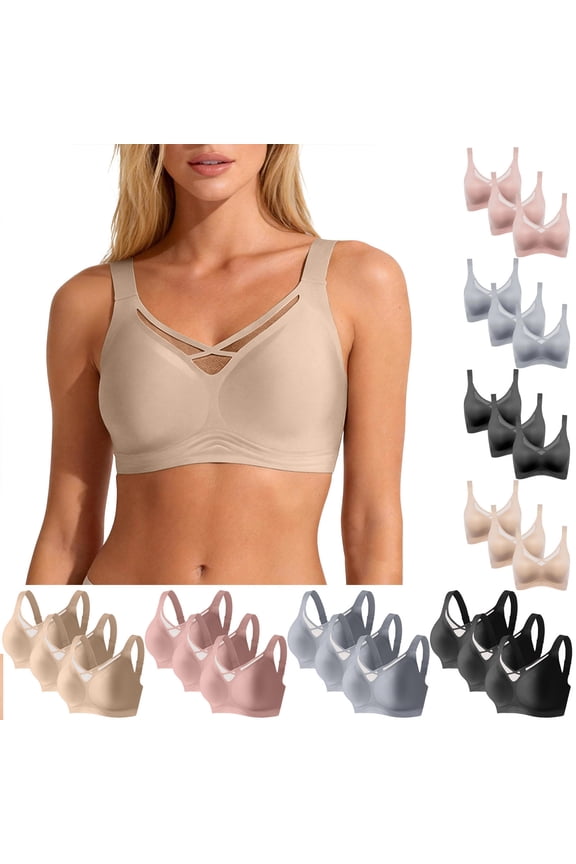 3PC Plus Size Jelly Bras for Women No Underwire Push Up Wireless Bra Full Coverage Breathable Bralettes Comfort Everyday Bra