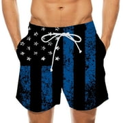 YanHoo 4th of July Swimming Trunks for Men Big and Tall Patriotic Board Shorts for Men Swim Trunks with Drawstring Waist Hawaiian Beach Tropical Shorts with Pockets