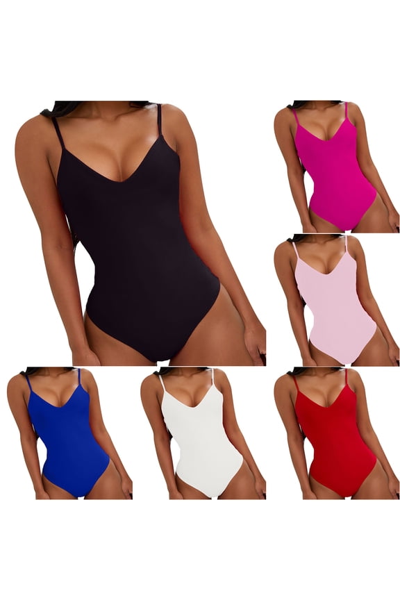 Athletic Swimsuits for Women One Piece Monokinis Lace Up Tie Back Bathing Suits Tummy Control V Neck Padded Swimwear Hot Pink,M