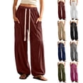 thumbnail image 1 of YanHoo Baggy Boho Harem Pants for Women Elastic Waisted Drawstring Wide Leg Sweatpants Casual Comfy Joggers with Pockets, 1 of 8