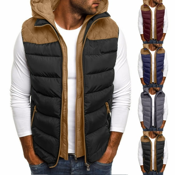 YanHoo Big & Tall Puffer Vest for Men with Hood Winter Lightweight Packable Sleeveless Vests Outdoor Quilted Jackets