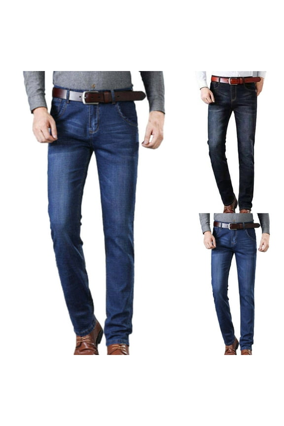 Big and Tall Mens Jeans Regular Fit Straight Leg Casual Stretch Denim Pants Older Men Elastic Comfort Trousers with Pockets Black,XXXXXL 40