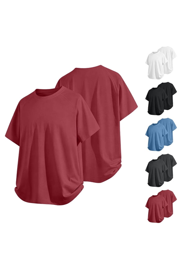 Big and Tall Shirts for Men Short Sleeve Round Neck T-Shirts Solid Color Pullover Tops Summer Casual Basic Tee