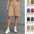 thumbnail image 1 of YanHoo Cargo Shorts for Women High Waist Knee Length Bermuda Shorts Summer Casual Outdoor Athletic Short Pants with Pockets, 1 of 8