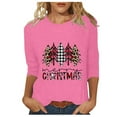 thumbnail image 1 of YanHoo Christmas 3/4 Sleeve Christmas Shirt Women's Casual 3/4 Sleeve T-Shirts Round Neck Cute Christmas Tunic Tops Basic Tees Blouses Loose Fit Pullover Fall Walmart Clearance Sales Christmas Gifts, 1 of 6