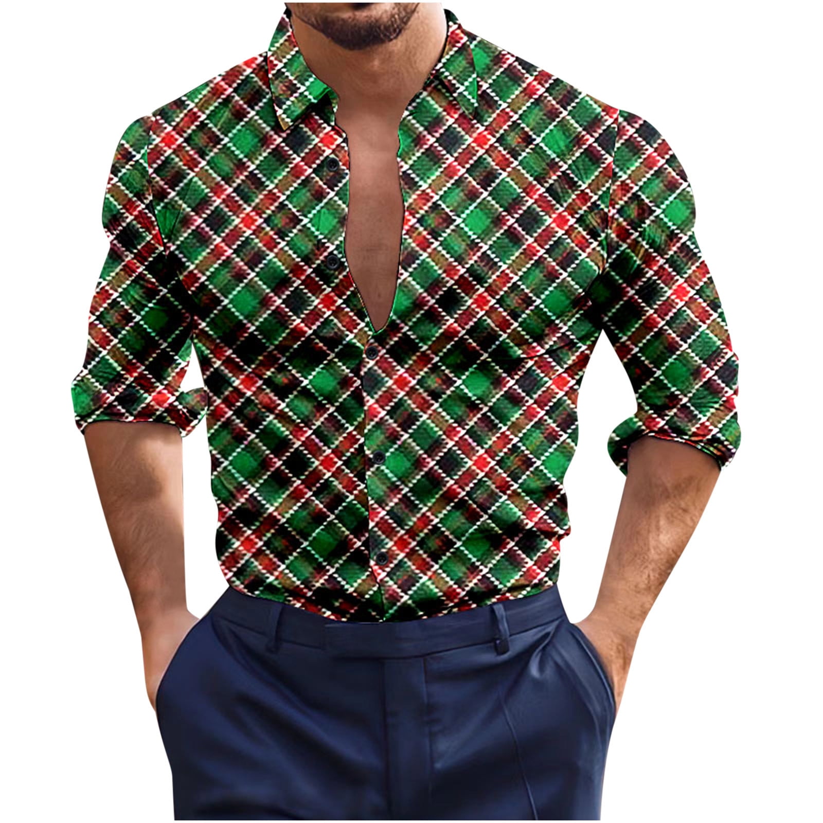 YanHoo Christmas Button Down Shirts for Men Christmas Gifts for