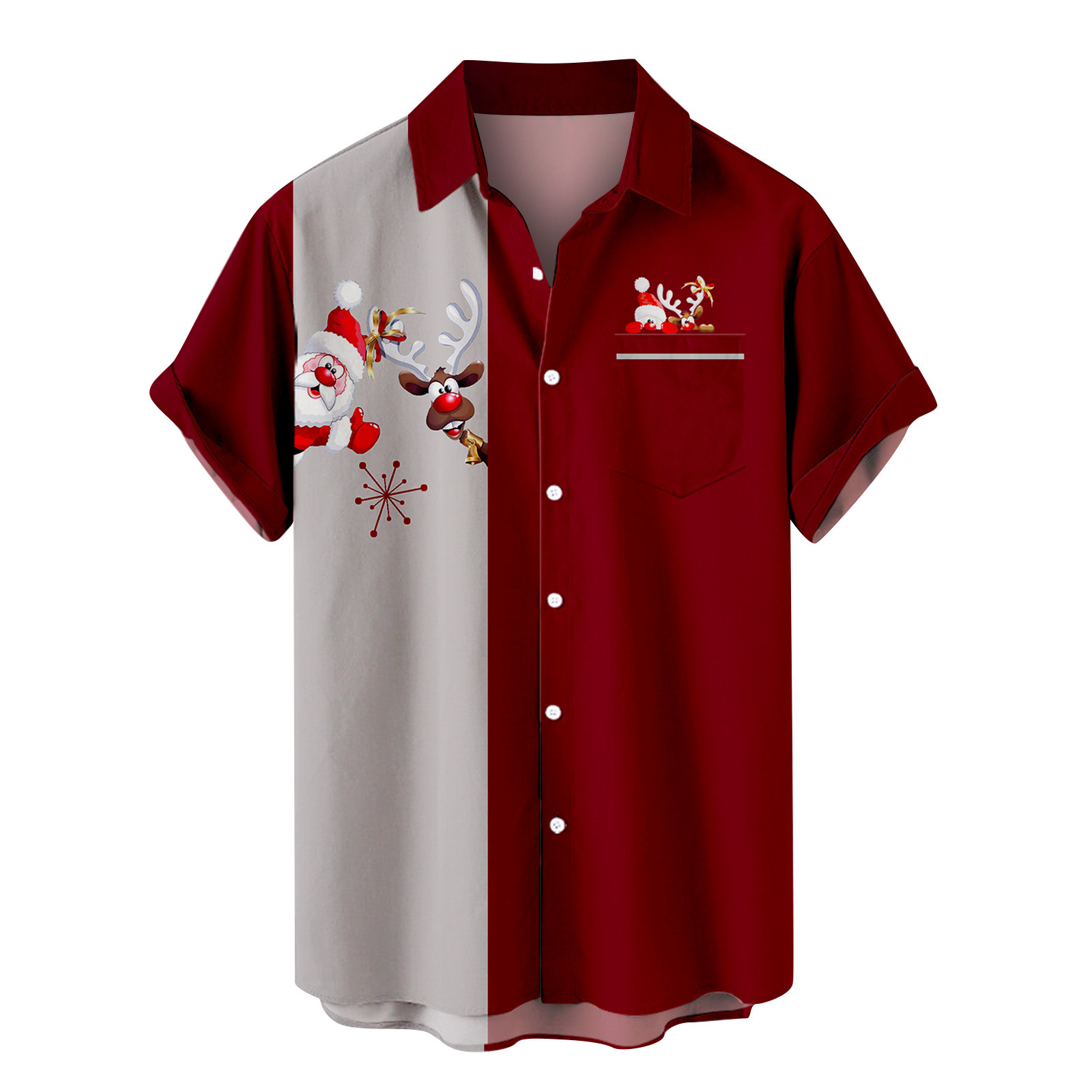 YanHoo Christmas Button Down Shirts for Men Short Sleeve Hawaiian