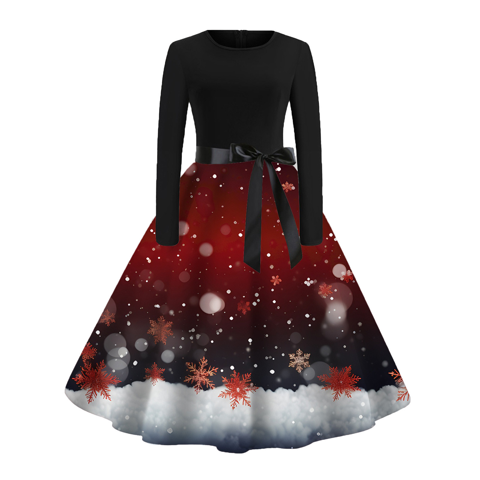 YanHoo Christmas Dresses for Women Christmas Shiny Print V Neck Long Sleeve A Line Dress Sexy Cocktail Party Dress Elegant Dressy Christmas Outfits Christmas Gifts Walmart