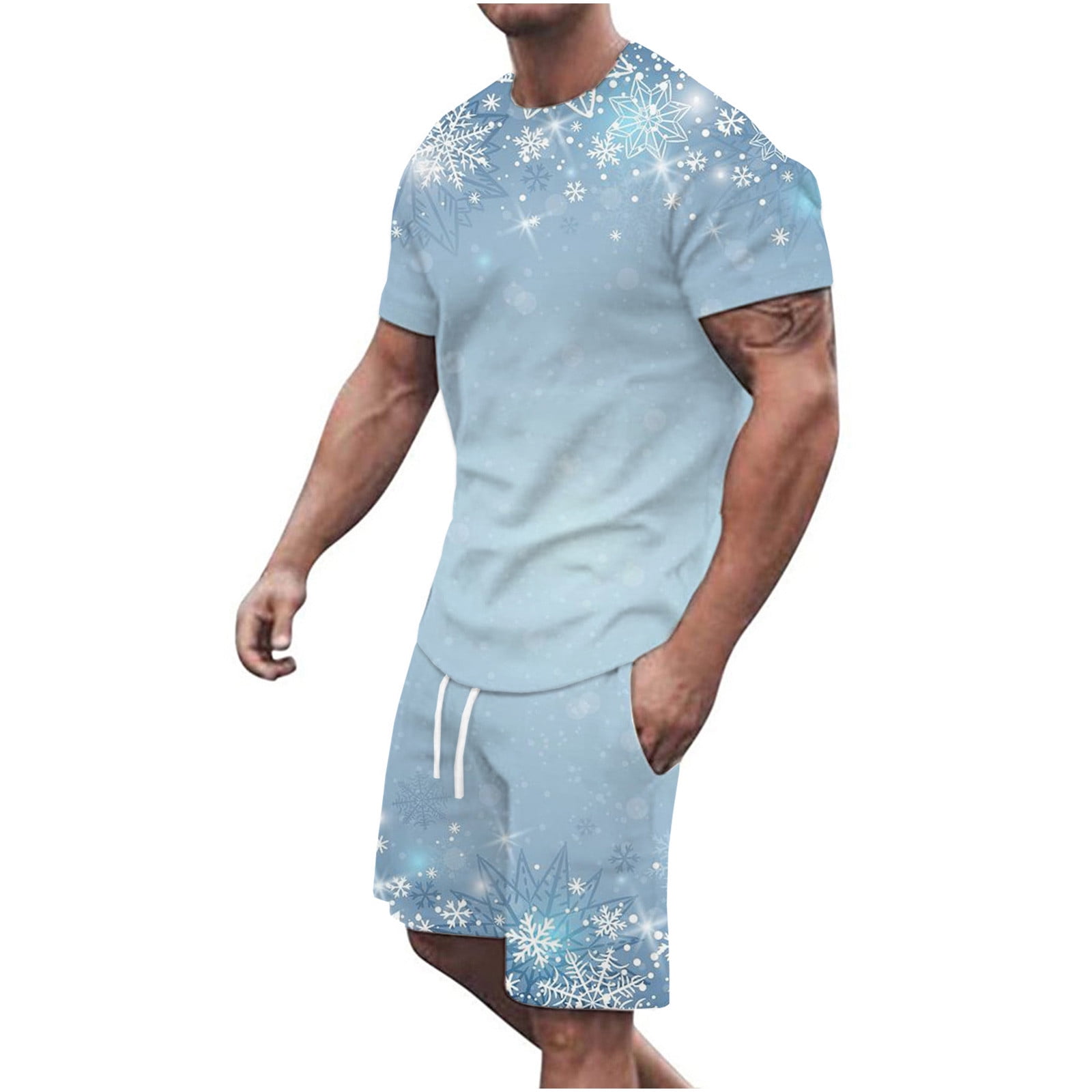 Men's Short Sleeve Tracksuit Set - 2 Piece Summer Outfit With 1/4 Zip Lapel Shirt & Shorts