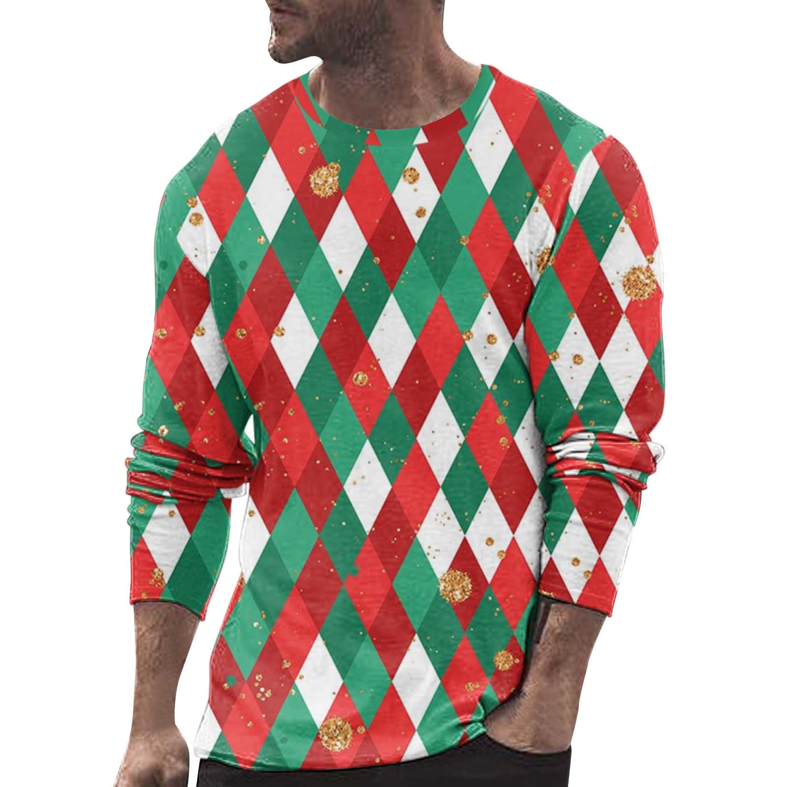 YanHoo Christmas Tops for Men 2023 Big and Tall Christmas T Shirts for