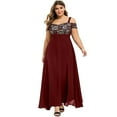 thumbnail image 1 of YanHoo Cocktail Dresses for Women 2025 Cold Shoulder Dresses for Weddings Short Sleeve Chiffon Maxi Dresses Party Dresses for Women Elegant Classy, 1 of 6