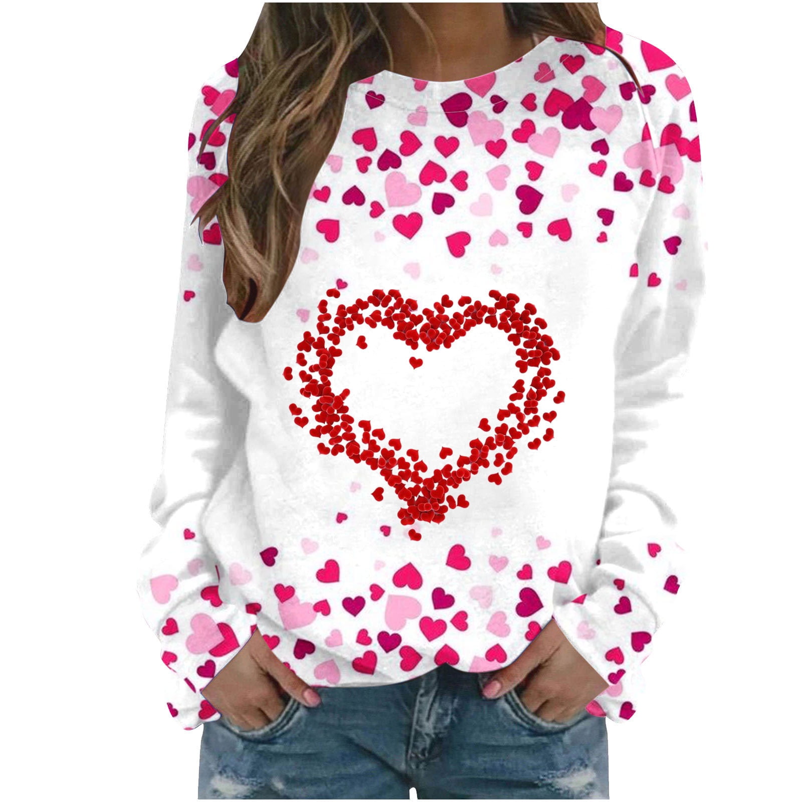 YanHoo Crewneck Sweatshirts Women Valentine Day Sweatshirt Pink ...