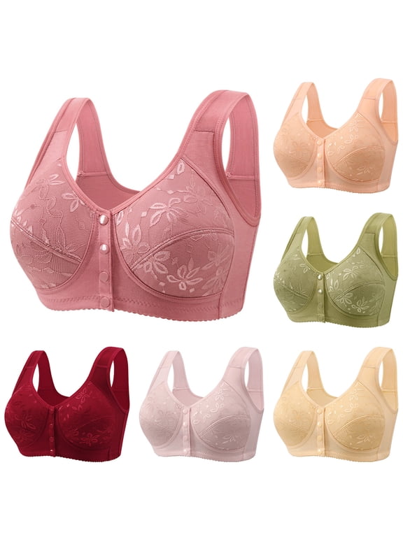 Daisy Bras for Older Women Front Closure Seamless Push Up Bralette Supportive Wireless Comfortable Bra