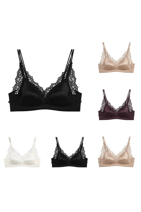 Deep V Bras for Women No Underwire Seamless Lace Bra Push Up Bralettes Comfortable Everyday Bra