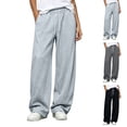 thumbnail image 1 of YanHoo Fall Sweatpants Women Elastic Waisted Wide Leg Sweat Pants Drawstring Baggy Straight Trousers with Pockets, 1 of 6
