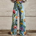 thumbnail image 1 of YanHoo Floral Straight Leg Jeans for Women,High Waisted Wide Leg Printed Loose Baggy Jeans Stretchy Boyfriend Denim Pants Multicolor,L, 1 of 6