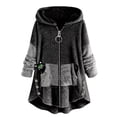 thumbnail image 1 of YanHoo Fluffy Fleece Jacket Women Full Zip Winter Coat Long Sleeve Zip Fuzzy Sherpa Hooded Jackets with Pocket womens coats winter clearance prime day deal, 1 of 4